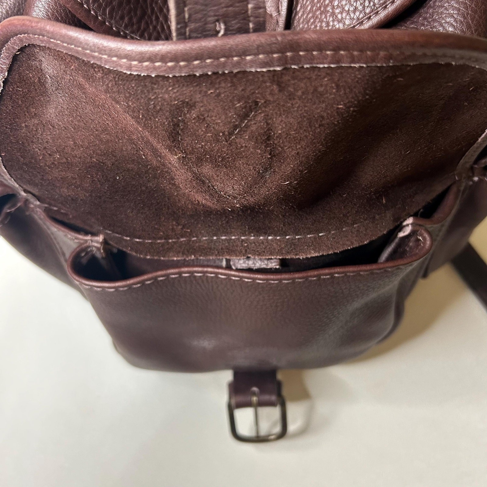 Vintage Style Dark Brown Full Grain Leather Rucksack Backpack