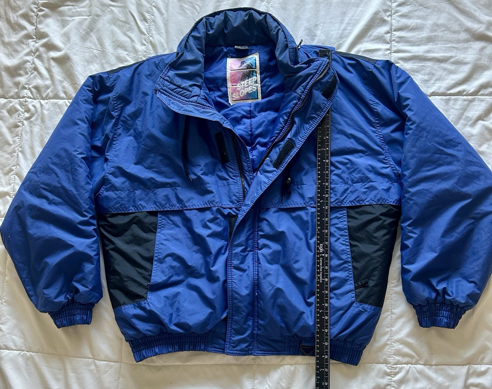 VTG 90’s Steep Slopes Men’s Colorblock Blu/Blk Ski Jacket Full Zip Puffer