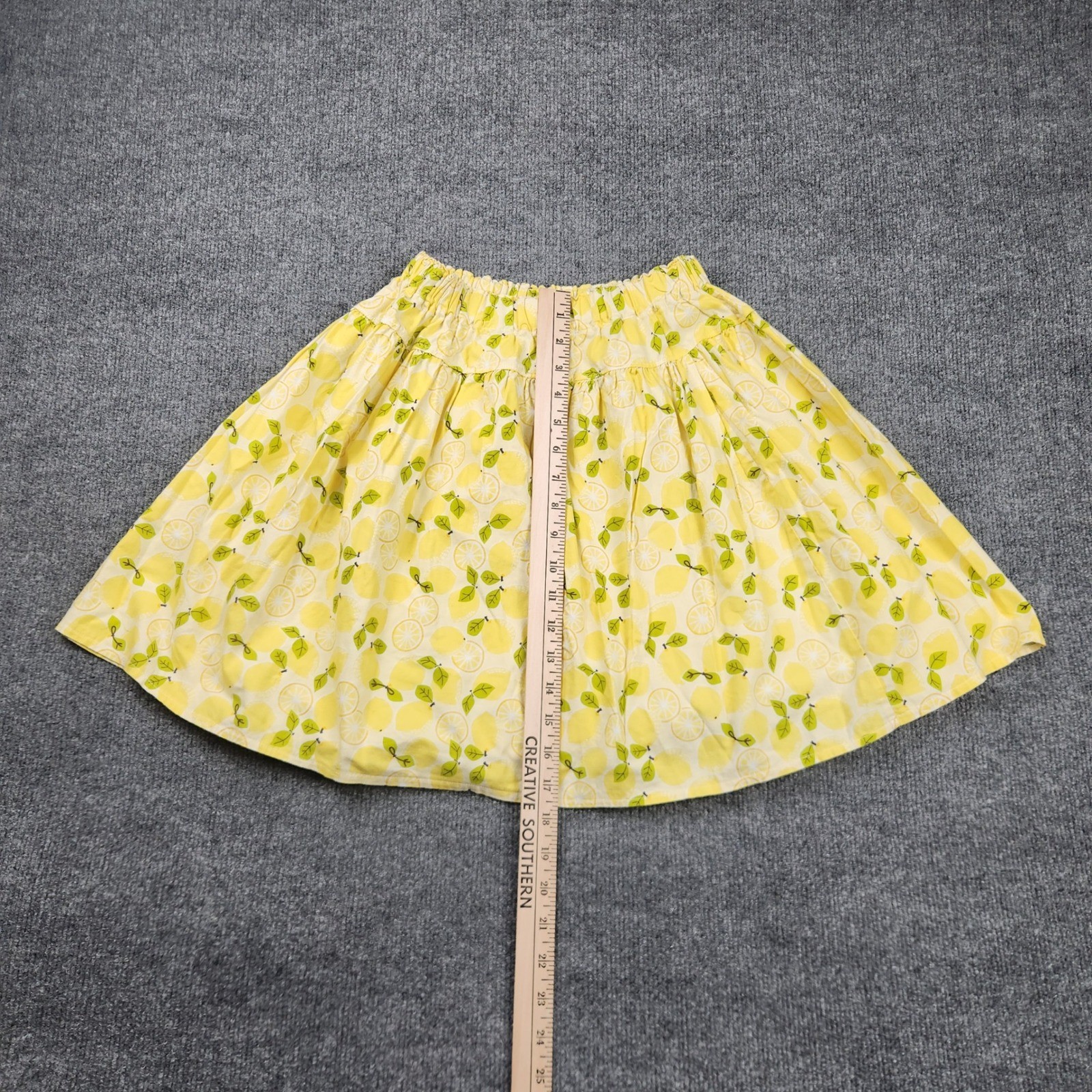 Josiekat’s Trunk Girls Yellow Lemon Citrus Print Elastic Waist Flared Skirt 12