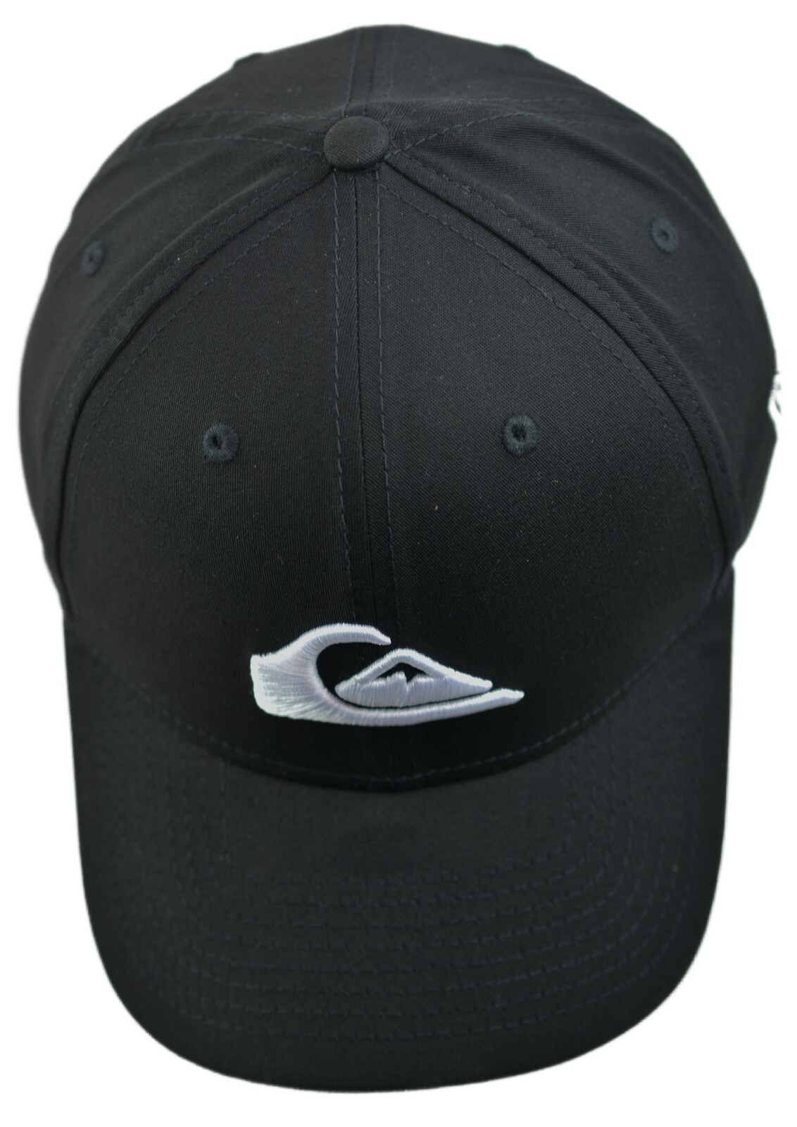 Quiksilver Mountain & Wave White Logo Flex FIt Black Hat
