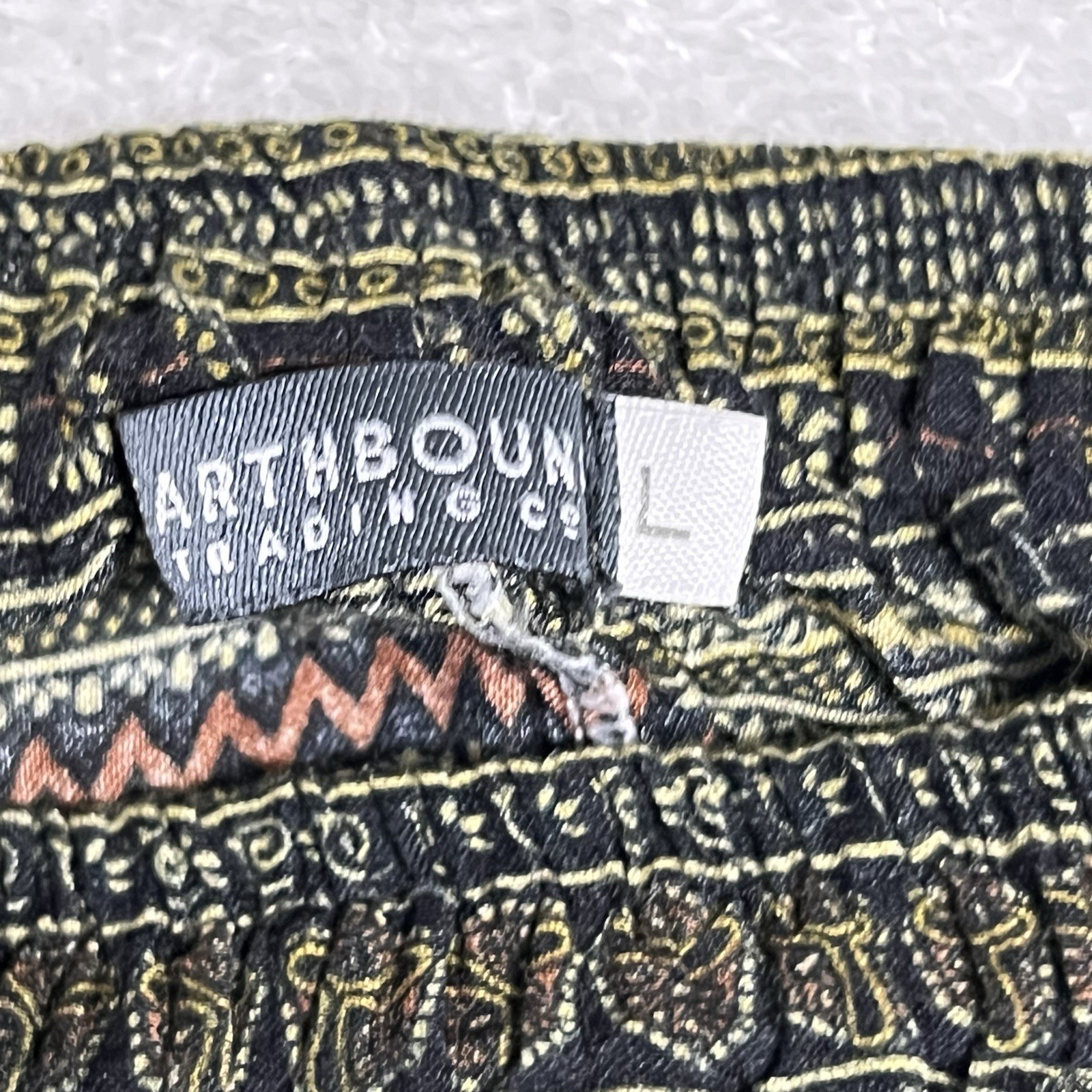 Earthbound Trading Co. Pants Womens L Green Floral BOHO Parachute Harem