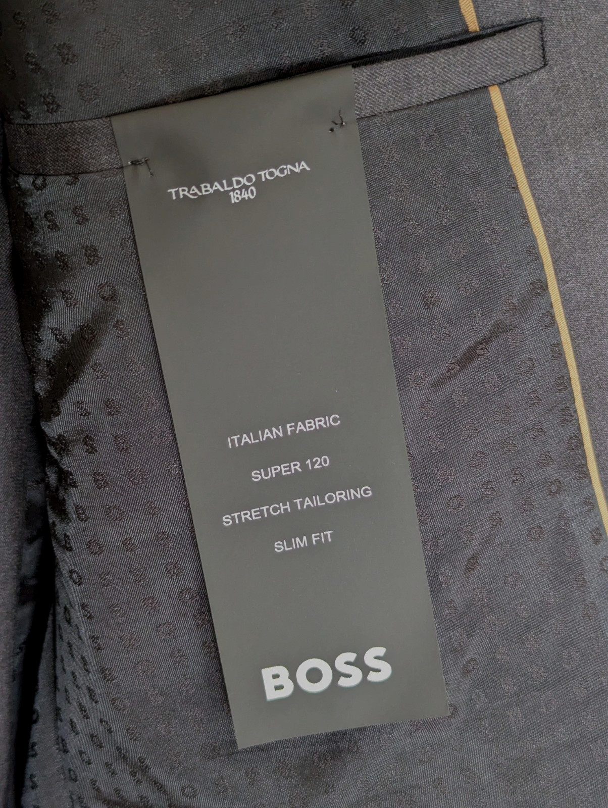 HUGO BOSS Huge 100% Virgin Wool Suit, Solid Dark Grey, Size 42 R NWOT