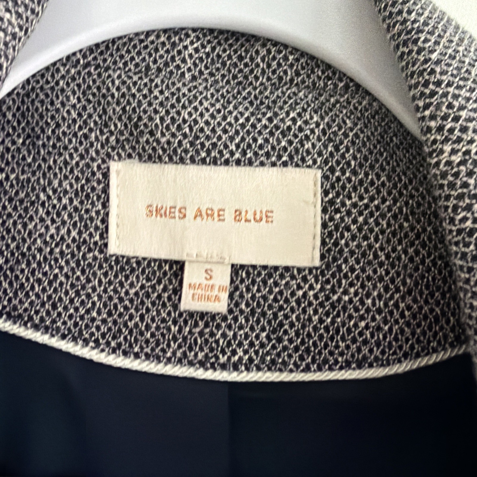 Skies Are Blue Black Knit Blazer Jacket Ruched Sleeve Open Front Small