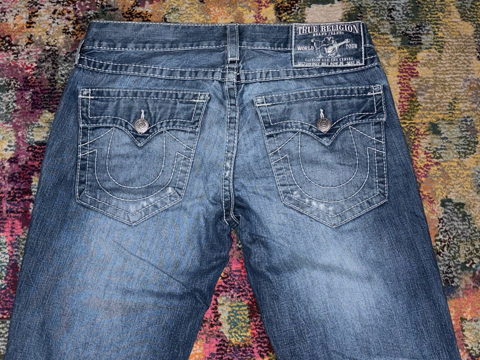 Vtg True Religion Section Billy Big T Row 36 Seat 34 Men’s Denim Jeans
