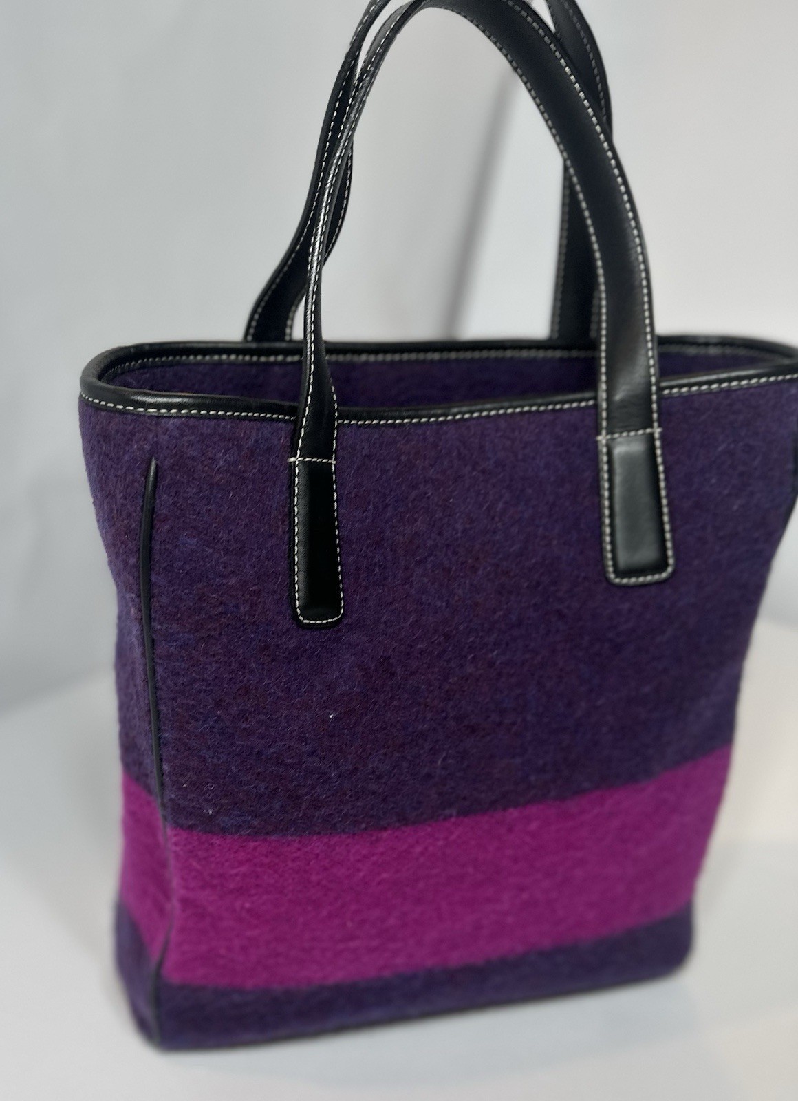 Vintage COACH 8129 Rare Pink & Purple Limited Edition Wool Tote Handbag