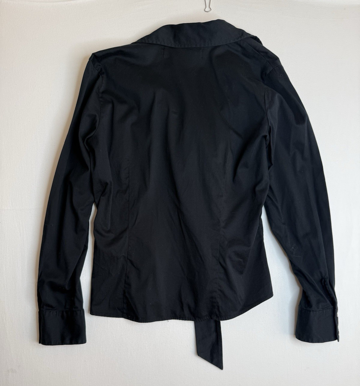 VTG Y2K Old Navy Black Long Sleeve Front Tie Top Dark Cottage Core Size XL