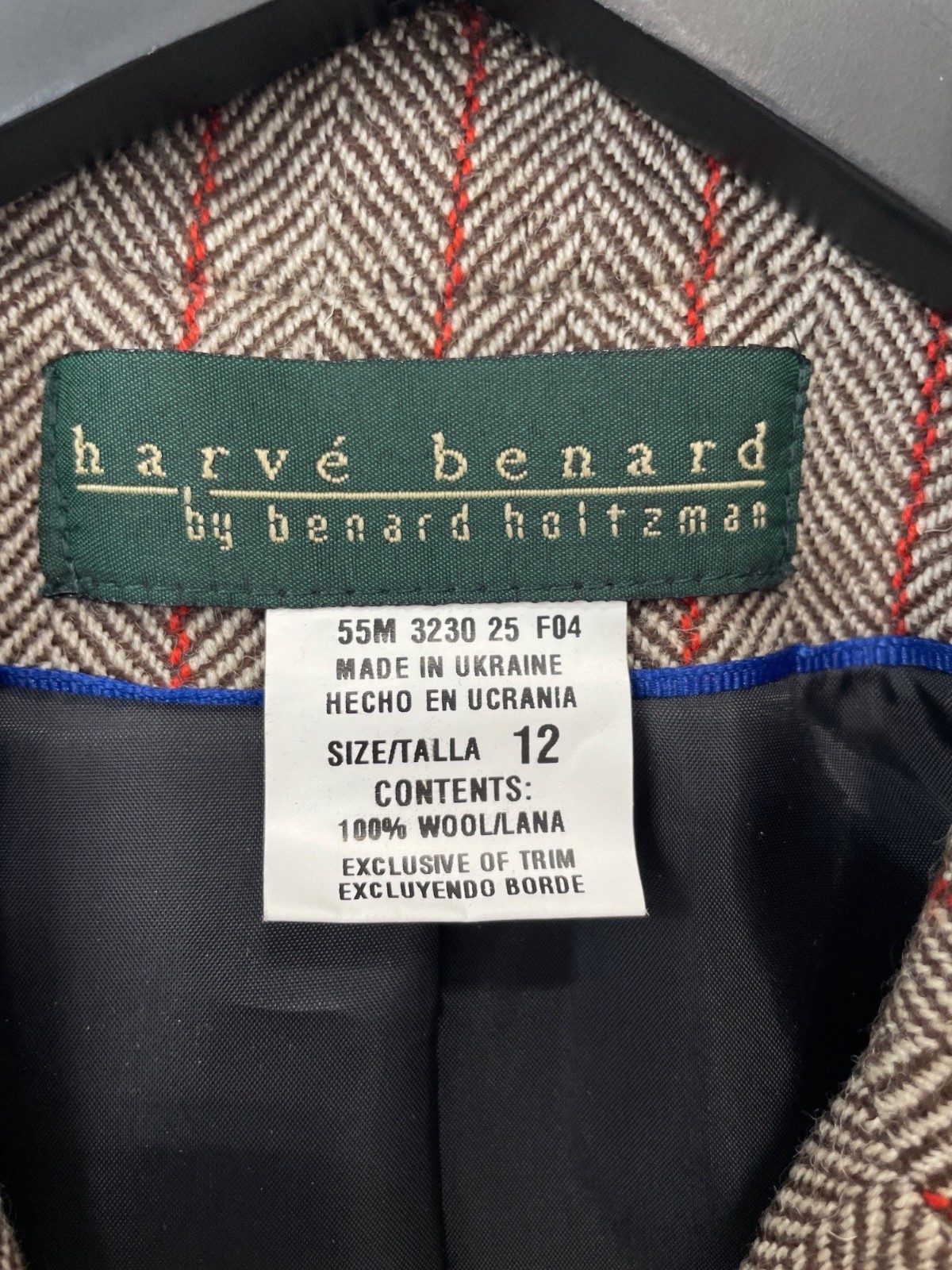 Vintage Harvé Benard Benard Holtzman Blazer Size 12 Herringbone Wool NEW