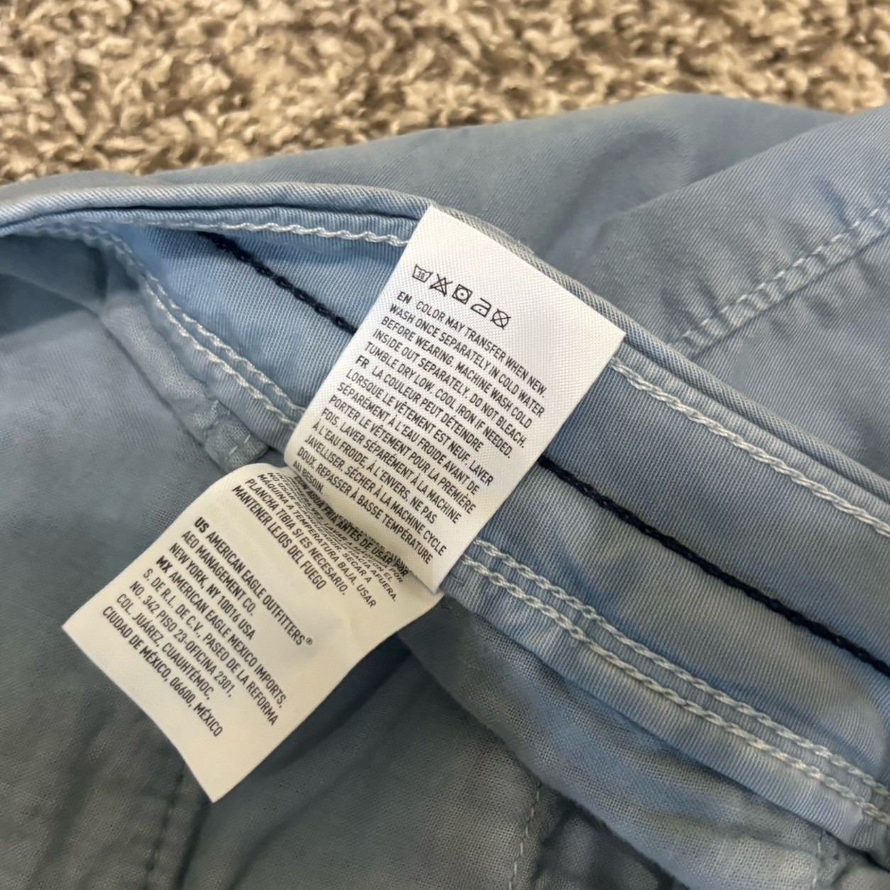 American Eagle Next Level Flex Mens Slim Classic Chino Shorts Light Blue Size 30