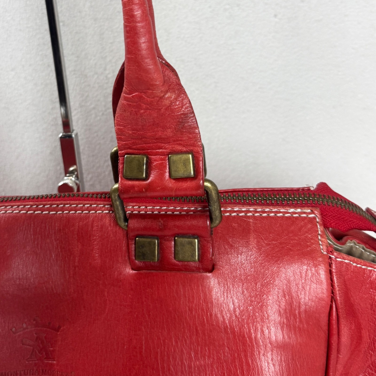 Contura Firenze Red Genuine Leather Shoulder Bag Vintage Y2K Handbag Italy