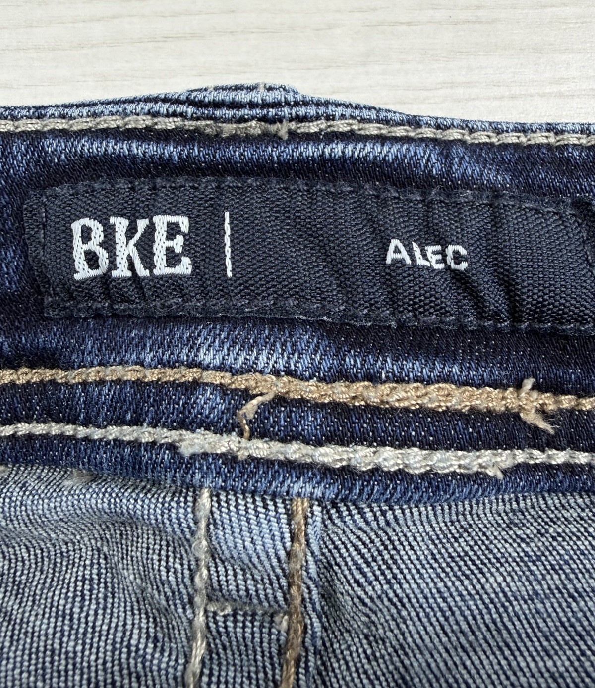 BKE Buckle Alec Jeans Straight Stretch Denim Coolmax Whiskered Mens 29×30 EUC