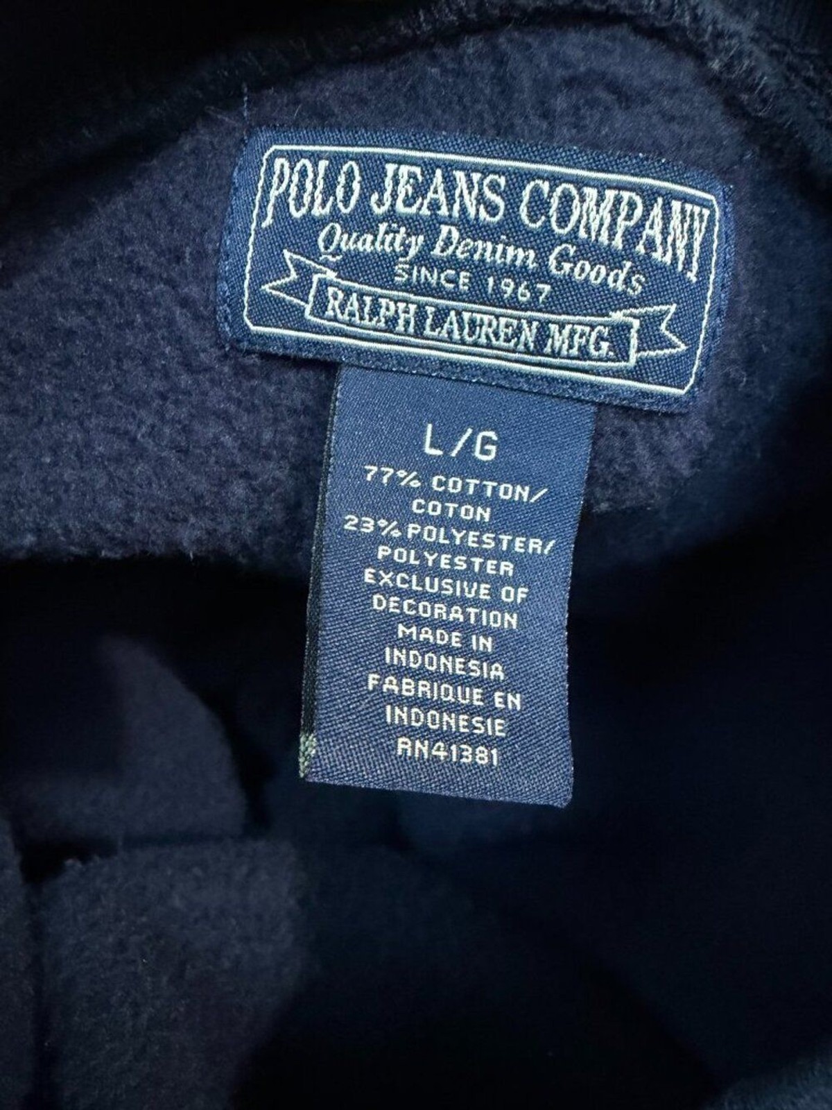 Vintage Polo Jeans Company Ralph Lauren Navy Flag Crewneck Sweatshirt | Classic