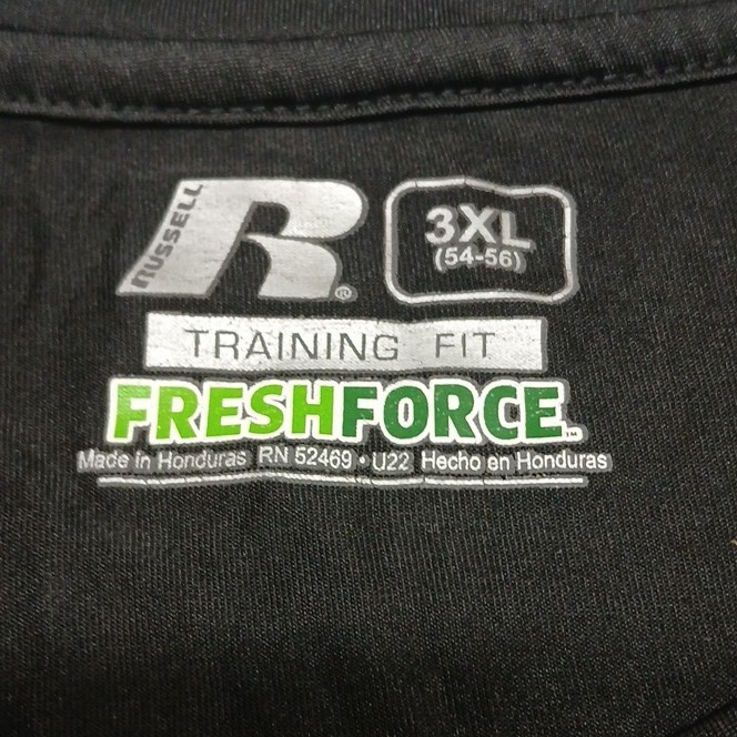 Russell Dri-Power 360 FreshForce Training Fit Crew Neck T-Shirt Black 3XL