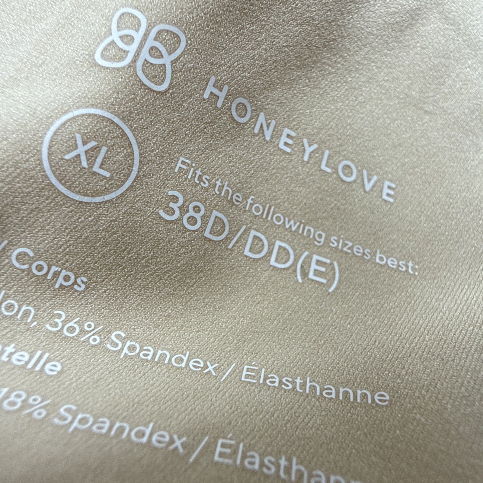 Honeylove XL Bra Size 38D / DD E White Tan Removable Pads Adjustable Straps