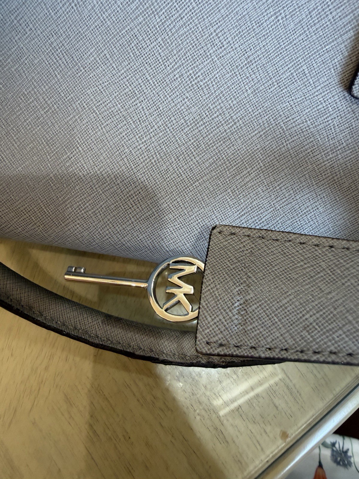 Michael Kors Gray Hamilton Satchel Top Handle MK Padlock Lock Silver Hardware