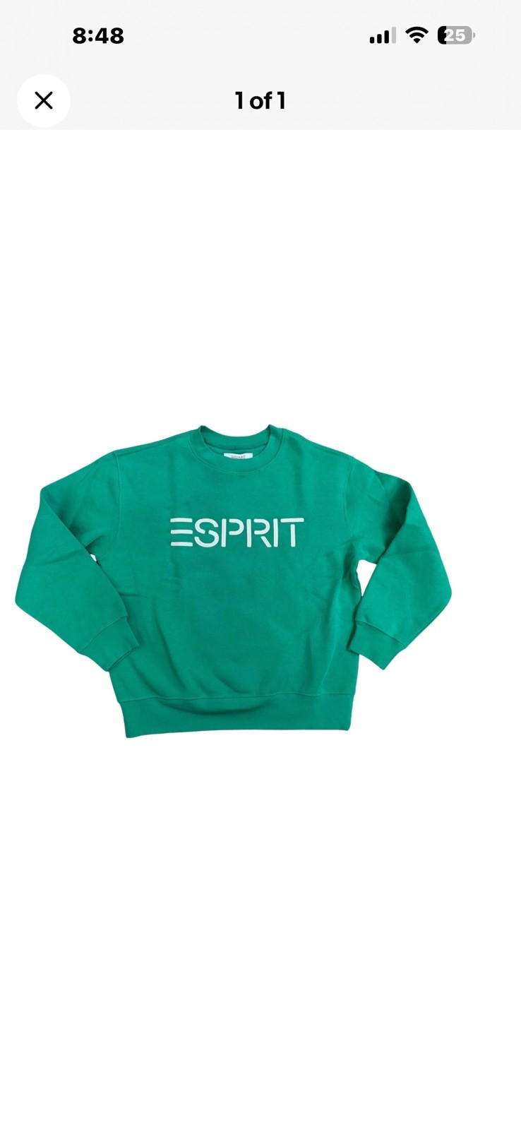 NEW XXL Esprit Women’s Logo Fleece Crewneck Sweatshirt Green Viral 80’s Costco