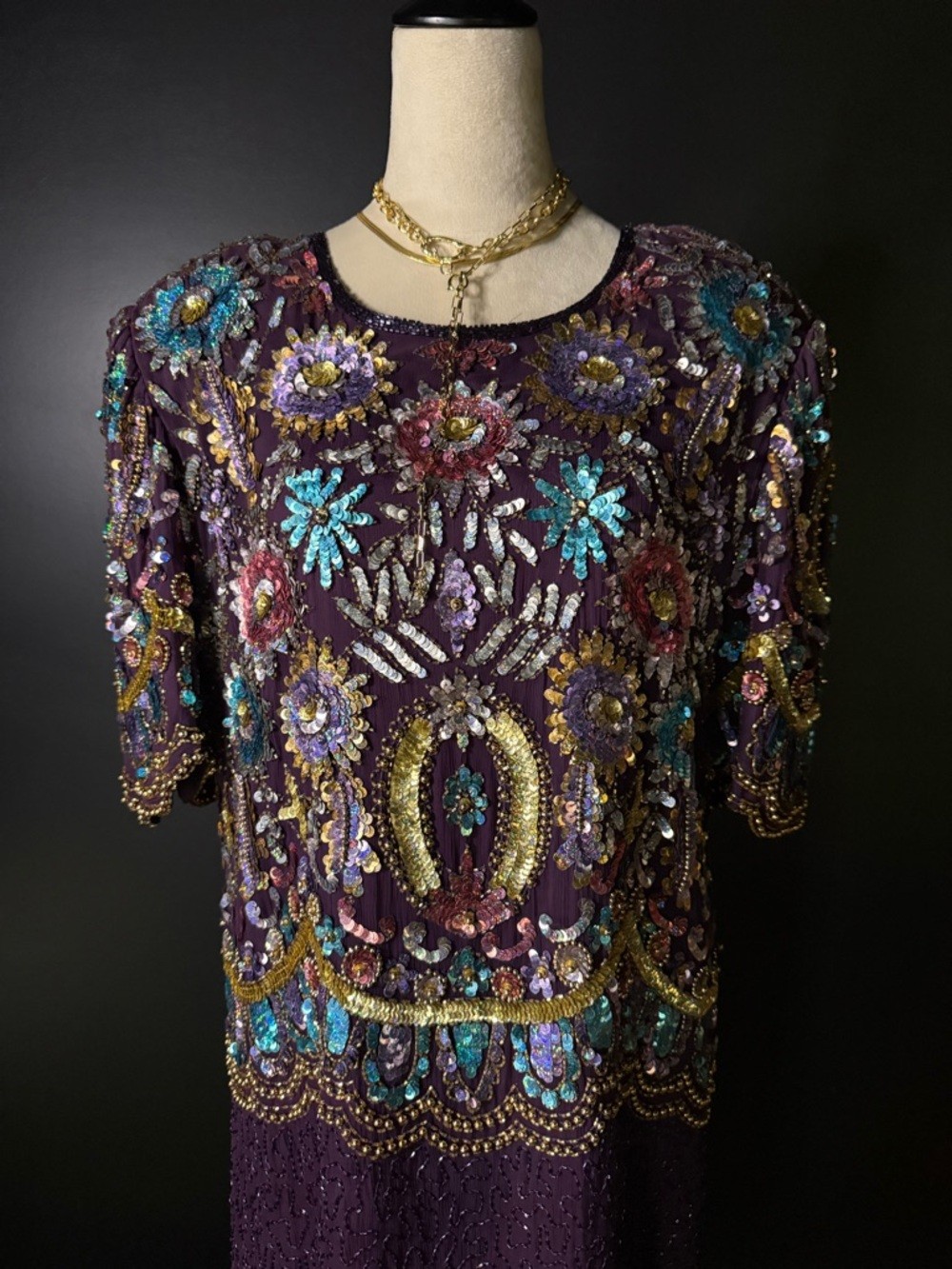 Silk Embellished Caftan Midi Dress Statement