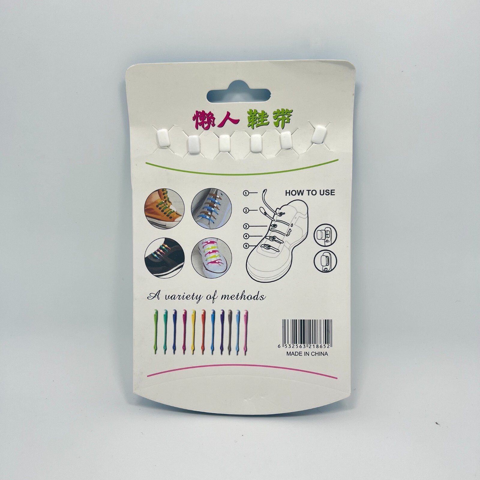 2X cards Elastic Silicone Shoe Laces Lazy No Tie Shoelaces for Child Kid, 6/card