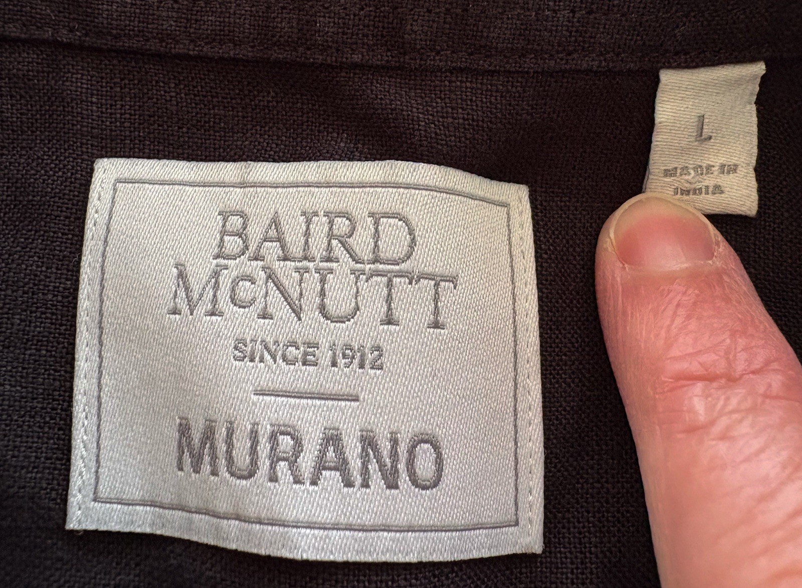 Baird McNutt Murano Black Men’s Short Sleeve 100% Linen Button Up Shirt Large