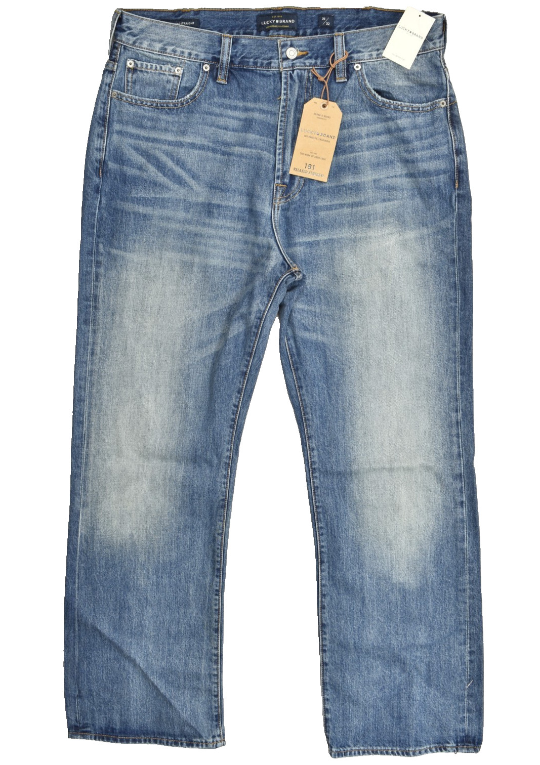 Lucky Brand Men’s 181 Relaxed Straight Denim Jeans Blue Bluff Lake 36×32 NEW