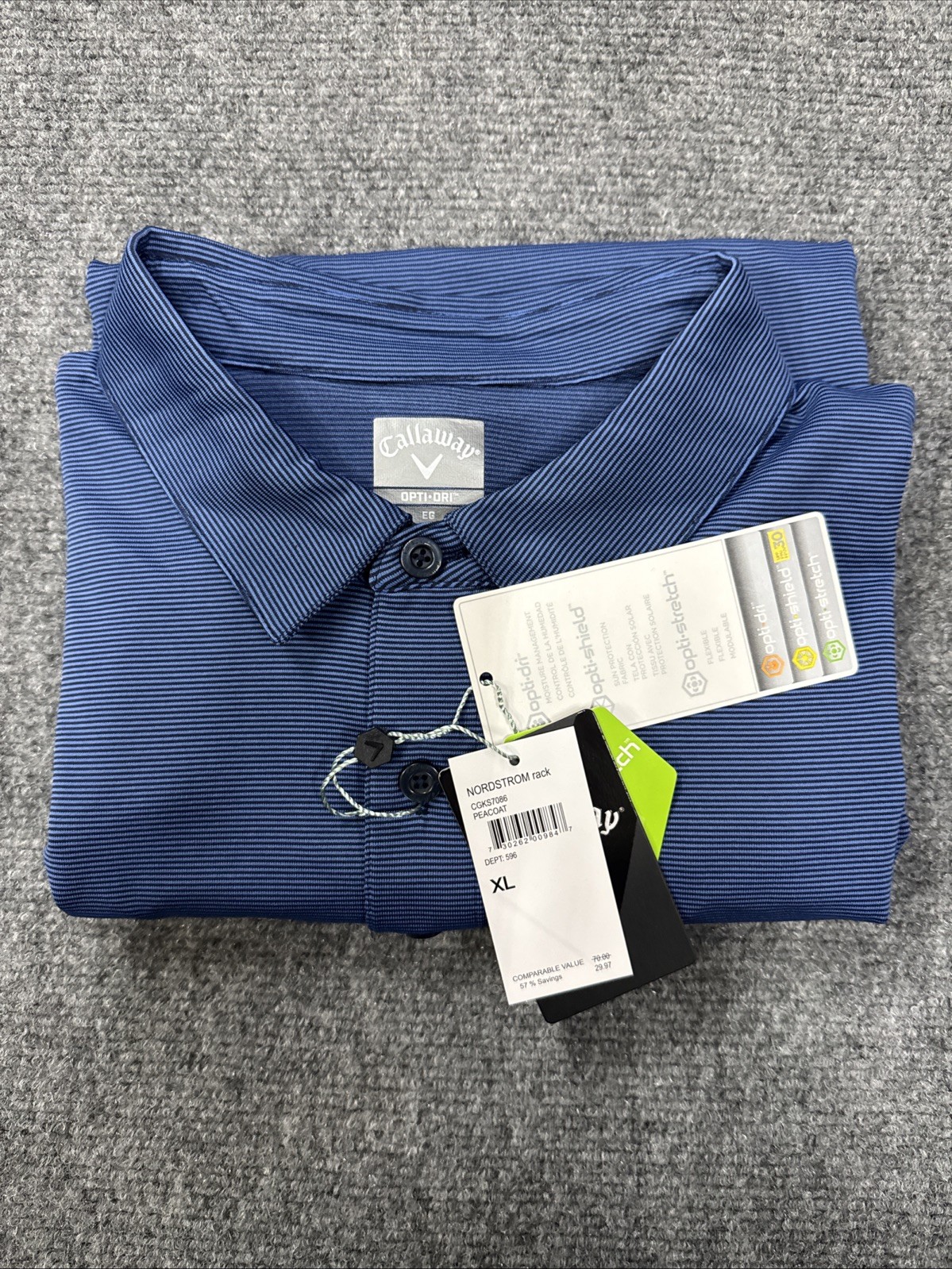 Callaway Men’s Opti-Dri Blue Golf Polo Size XL Short Sleeve Lightweight
