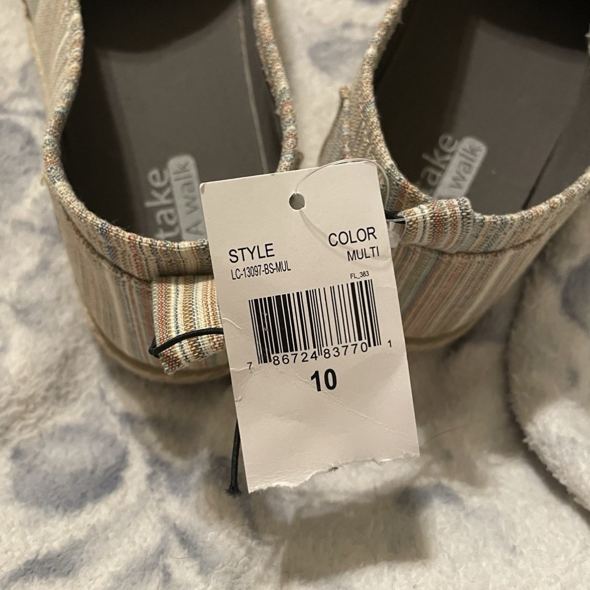Women’s Multicolor Striped Slip-On Flats, Tom’s Dupes, Size 10