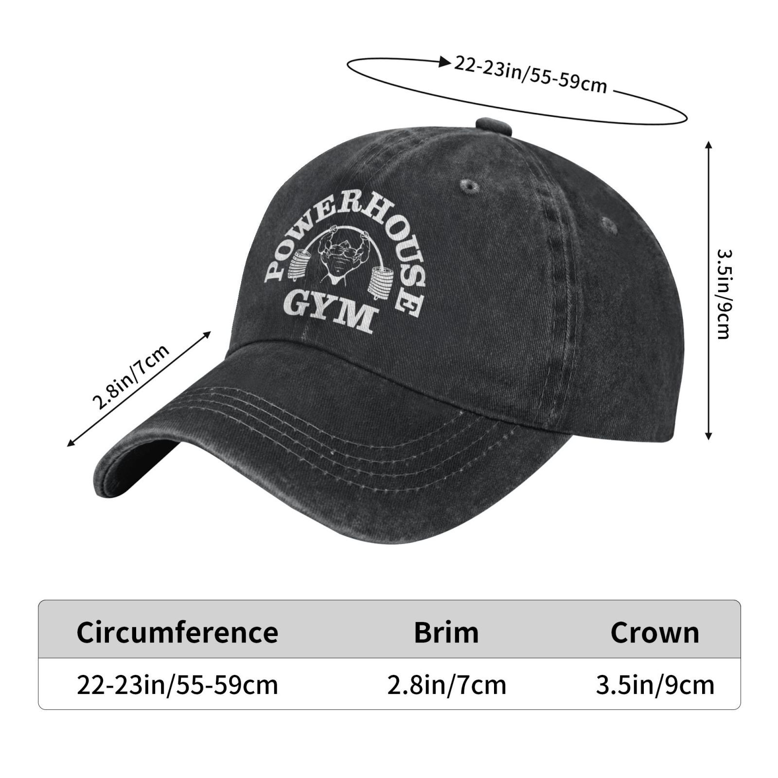Pure Color Powerhouse Gym Baseball cap neutral printed adjustable outdoor sunhat