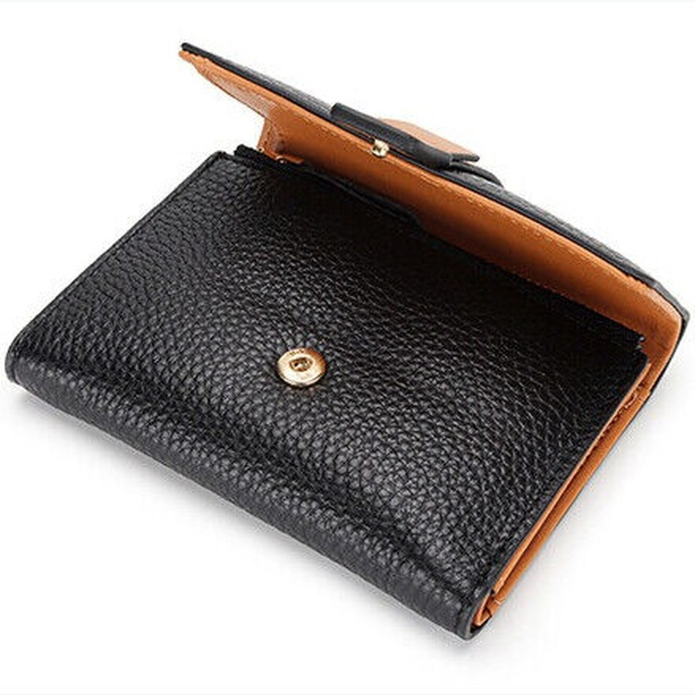 Women Trifold RFID Blocking Genuine Leather Wallet Hasp Card Holder Mini Handbag
