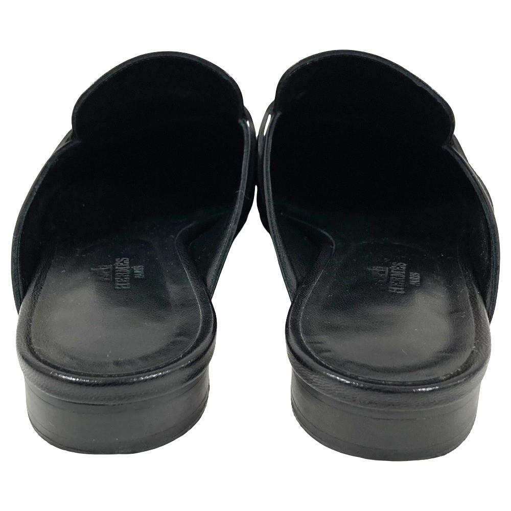 HERMES Oz Kelly Mule Sandals, Size 36 1/2 (Approx. 9.3 inches), Black Women USED