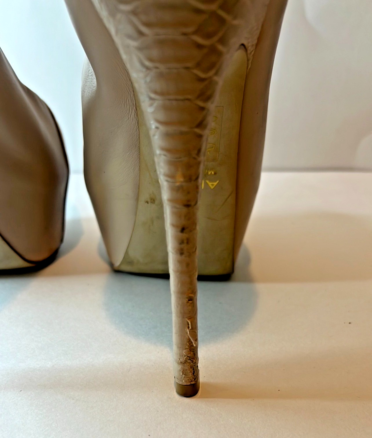 Aldo Nude Platform Stiletto Pumps Snake Embossed High Heels – Size 10