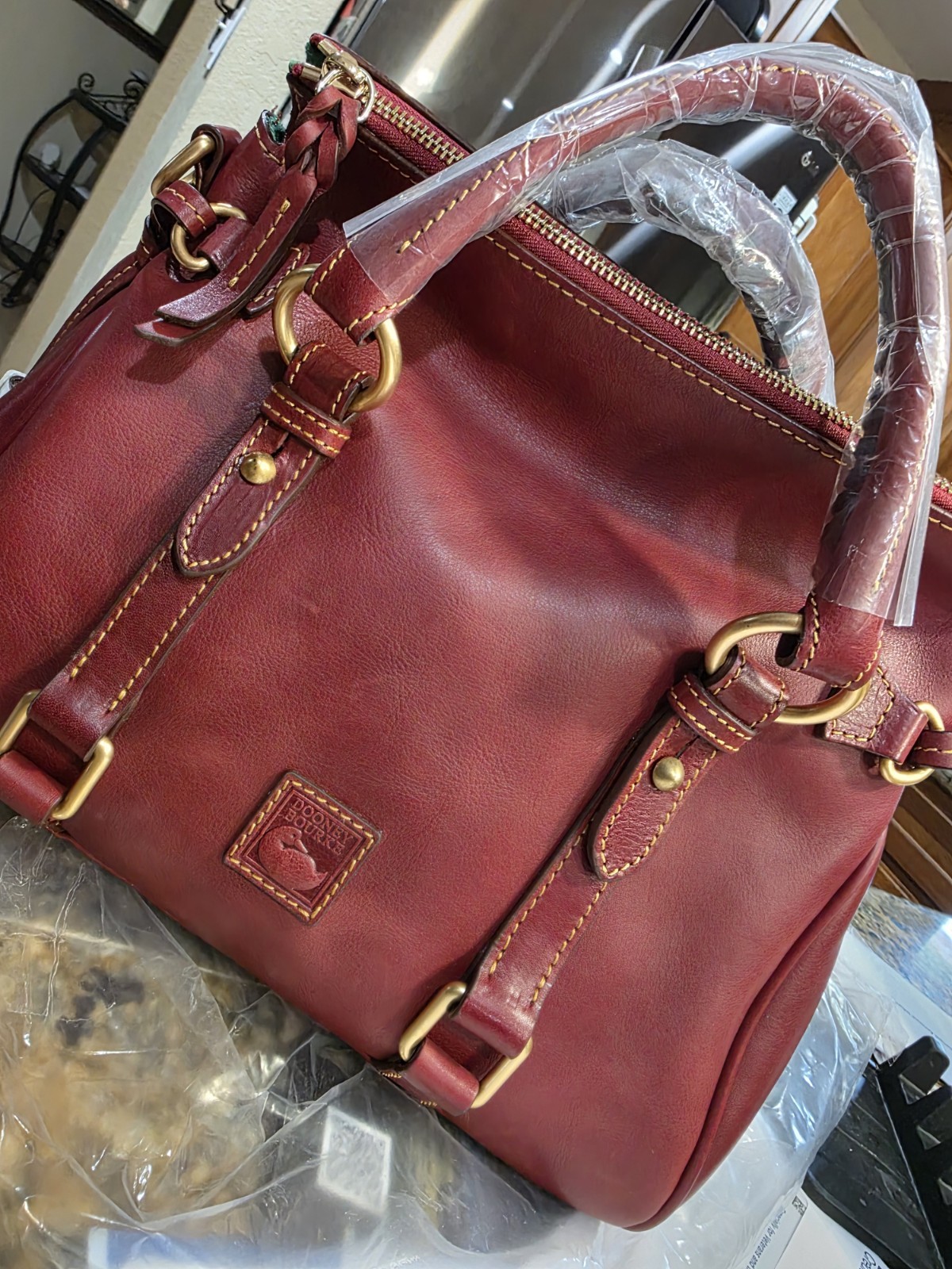 Pre-Loved Good Condition Dooney & Bourke Florentine Satchel In Bordeaux