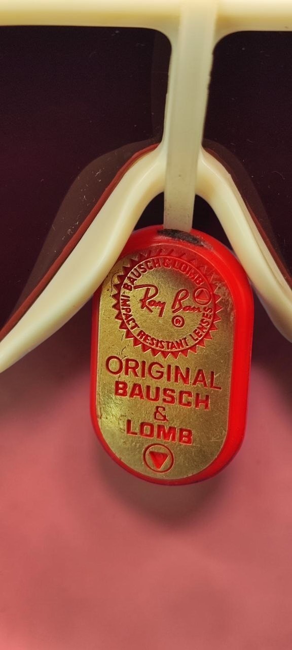 Vintage Bausch & Lomb Wings Aviator Sunglasses White Red Lens France NOS Rare