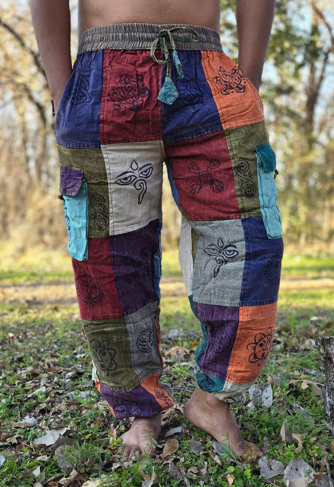 Organically Handmade Natural Stonewashed Hippie Colorful Hemp Comfortable Yoga P