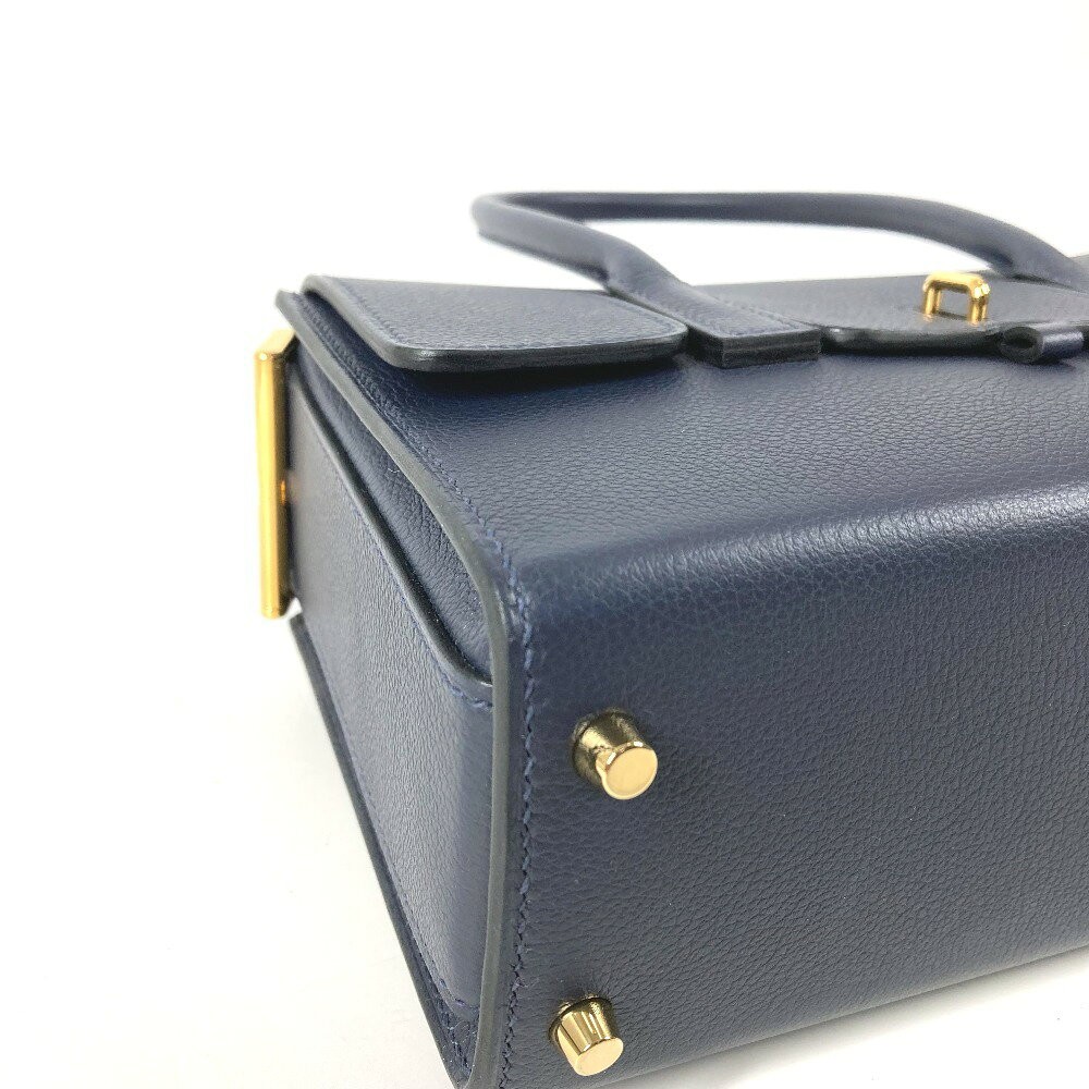 Hermes New Drag 22 Handbag Shoulder Bag 8.7in Evercolor Leather Navy Z Stamp 99