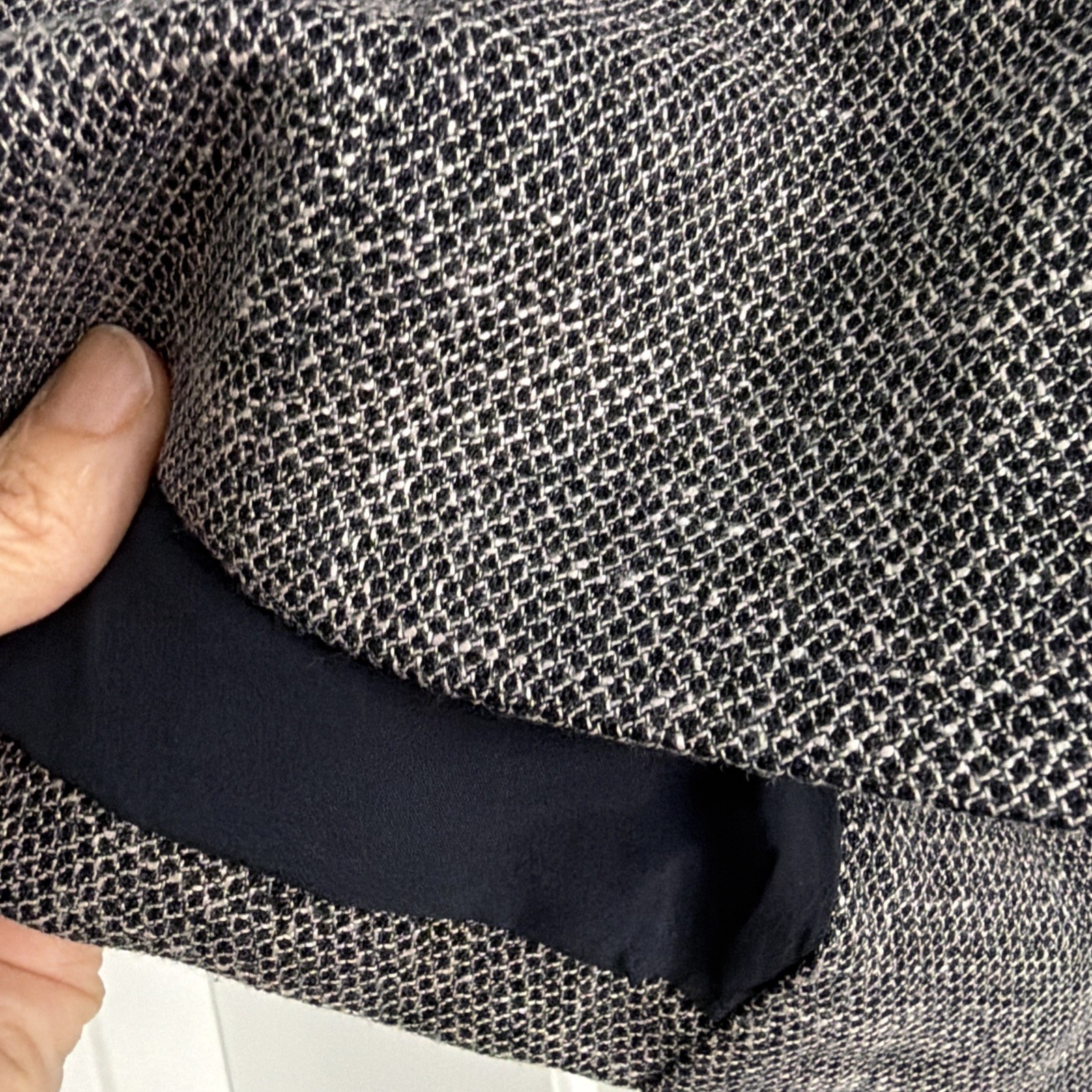 Skies Are Blue Black Knit Blazer Jacket Ruched Sleeve Open Front Small