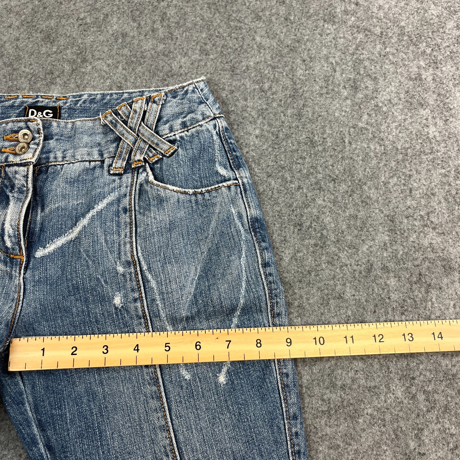 D&G Womens Jeans Bootcut Flare 24 32 UK 6 Low Rise Panel Vintage Italian Y2K 00s
