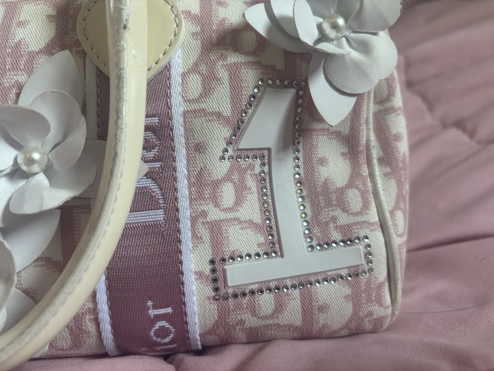 Christian Dior Diorissimo Pink Boston Trotter Logo Handbag Tote Vintage Y2K