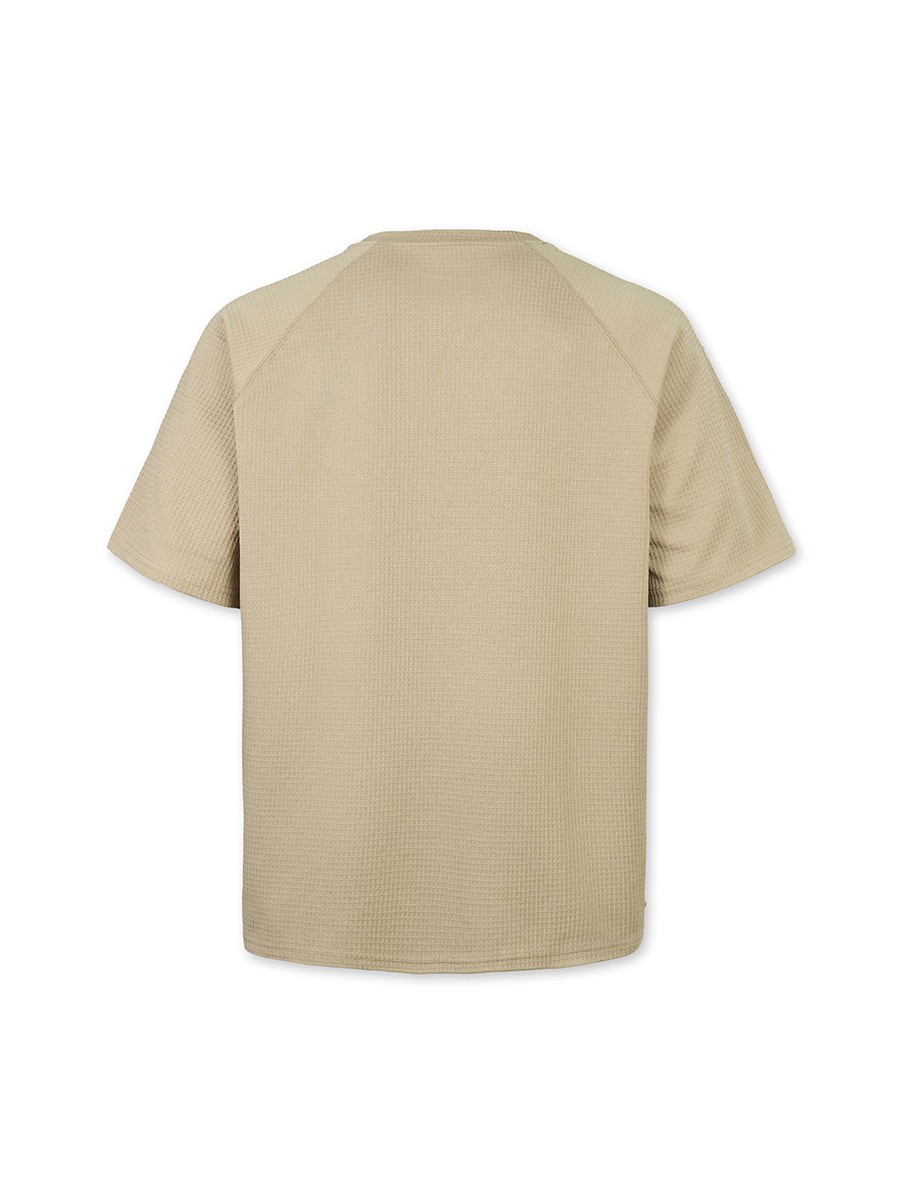 Men’s solid color embroidered raglan crew neck casual sports short sleeve
