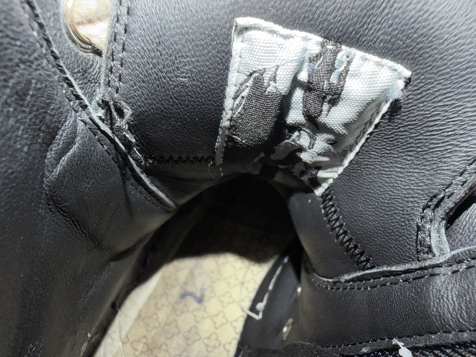 Black/White Leather High-Top Sneakers Side Zip Lace-Up Round Toe US 7.5