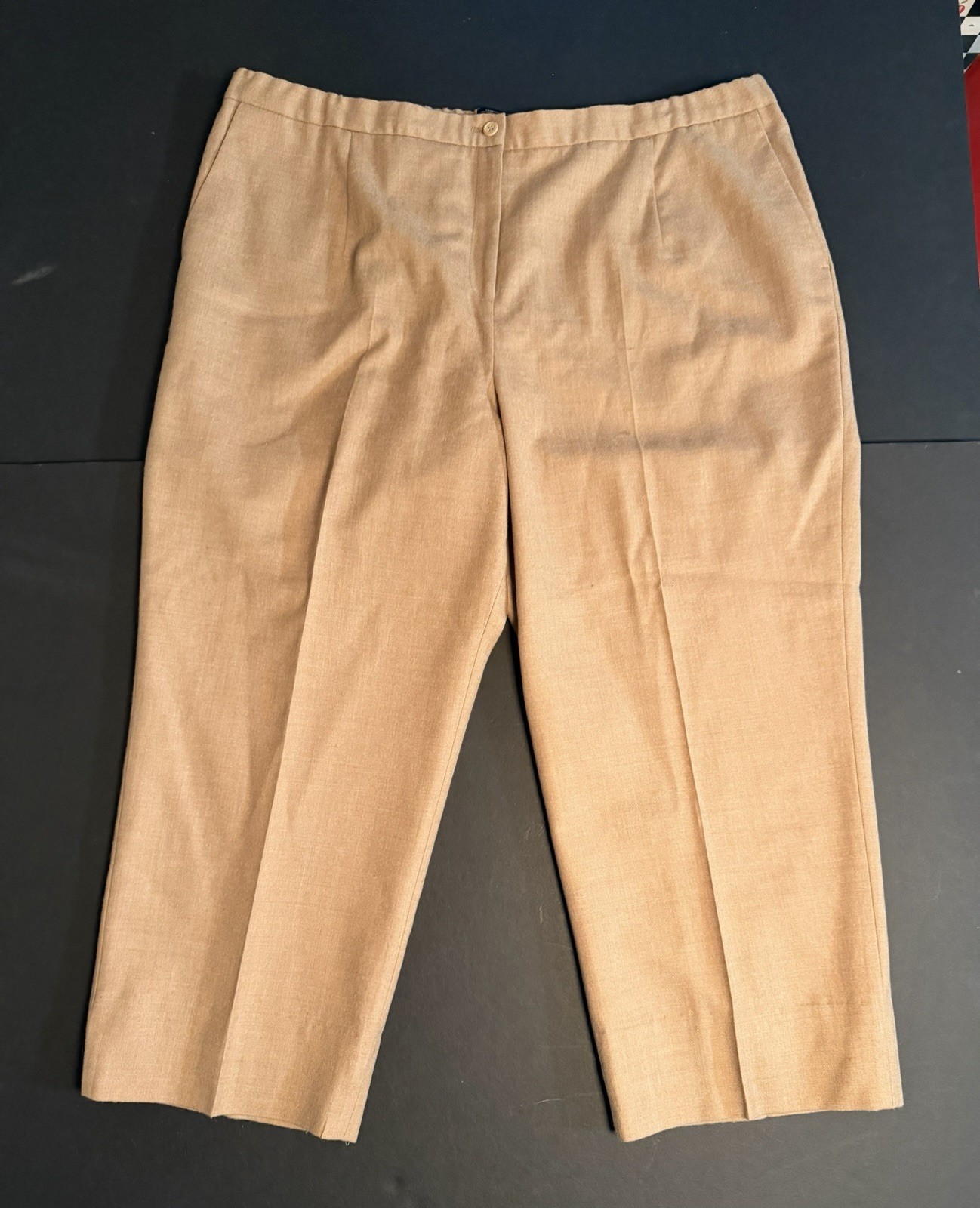 Pendleton 100% Wool Women Pants Trousers Slacks 22W Beige Tan Brown Lined Vtg 22