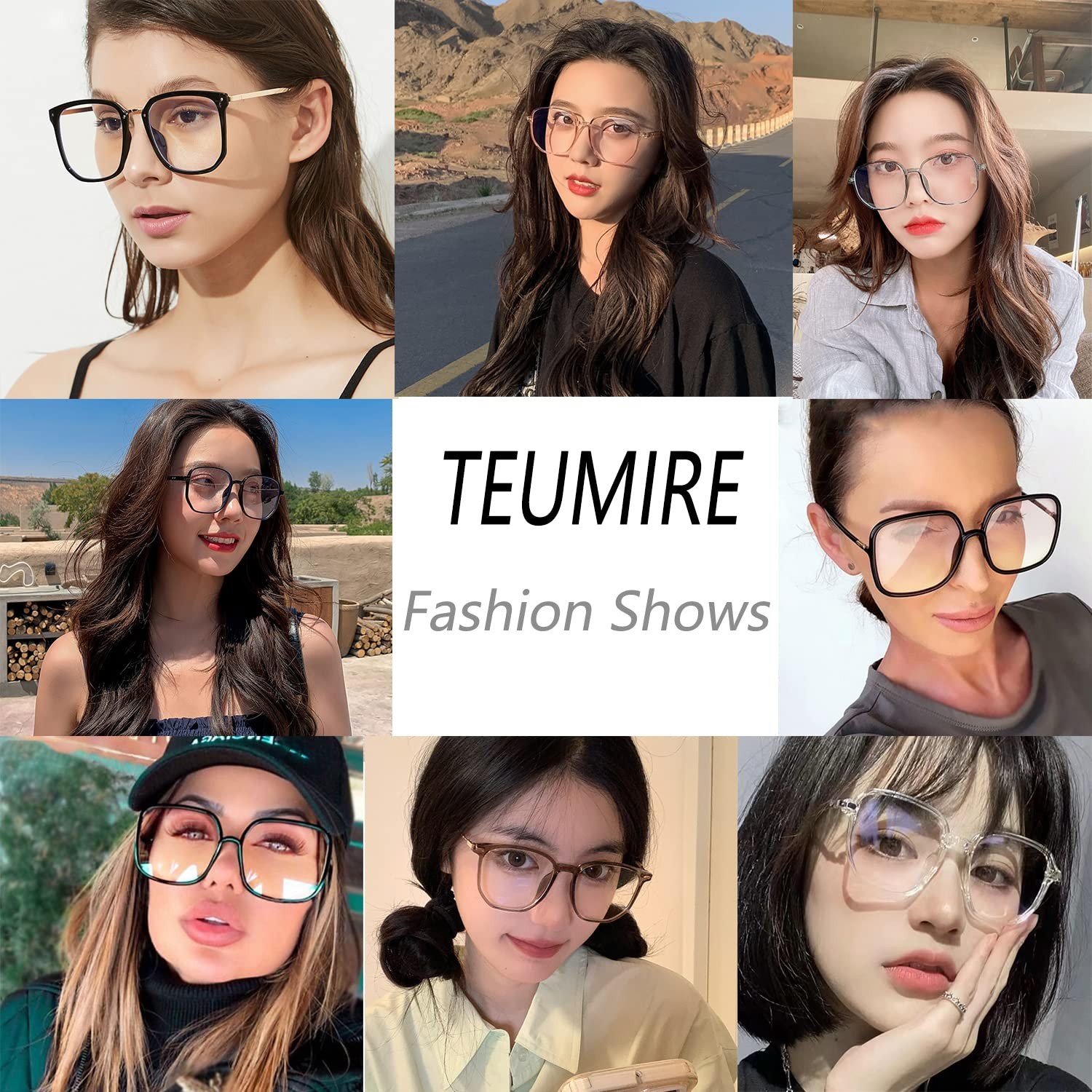 Teumire Oversized Square Blue Light Blocking Glasses for 54-53-140, Black