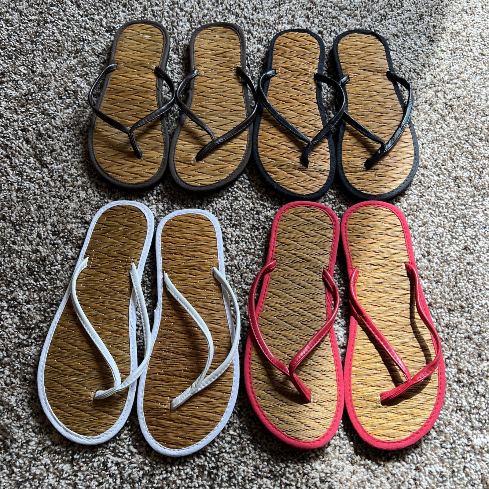 Women’s Bamboo Sandal Flip Flops Beach Summer Sandal Lot Of 4 Size 7/8 NEW