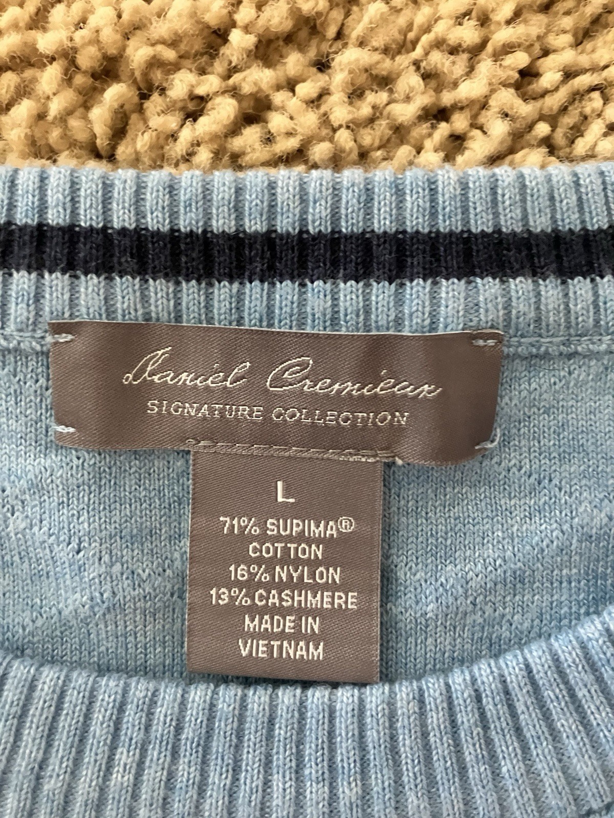 Daniel Cremieux Blue Supima Cotton Knit Pullover Sweater Crew Neck Long Sleeve L