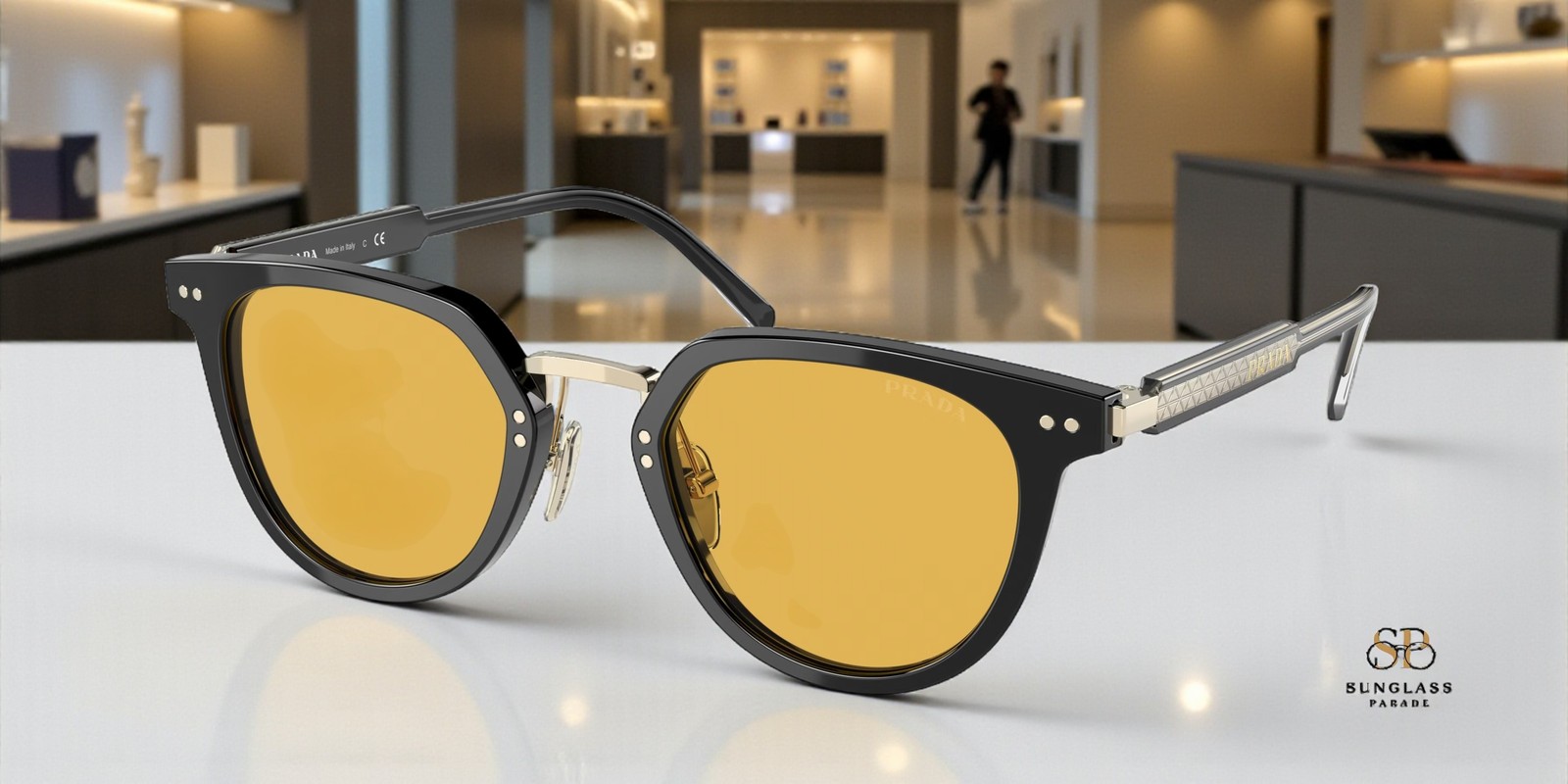 PRADA PR 17YS AAV07M Black Yellow Orange 49 mm Men’s Sunglasses
