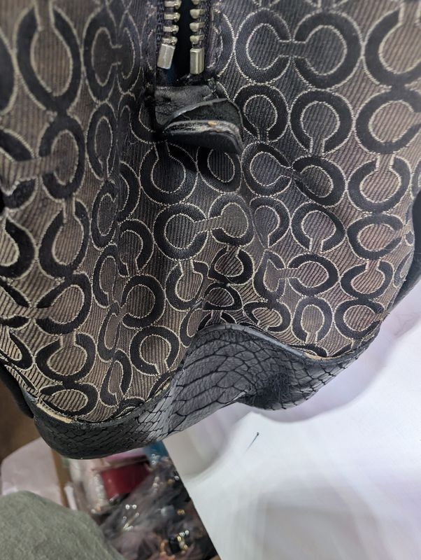 Coach Madison Phoebe Op Art fabric Shoulder Shoulder Bag Black/ Grey lot15