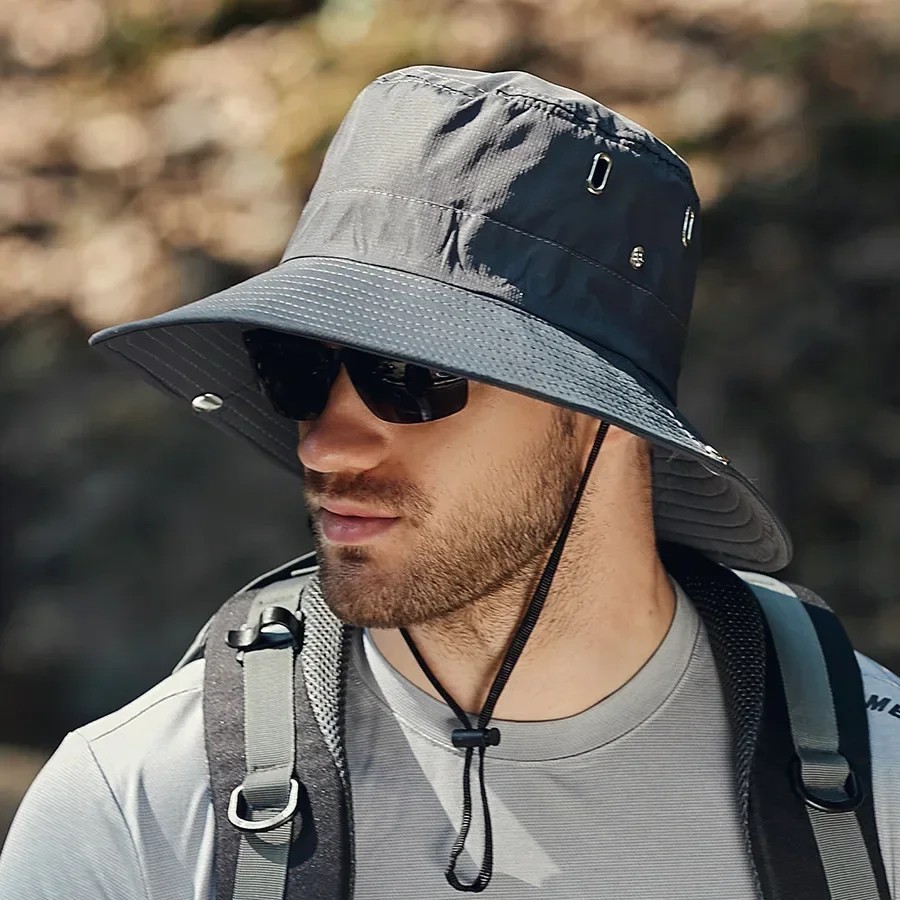 Wide Brim Sun Hat UV Protection Bucket Cap For Hiking Camping Fishing Safari Men