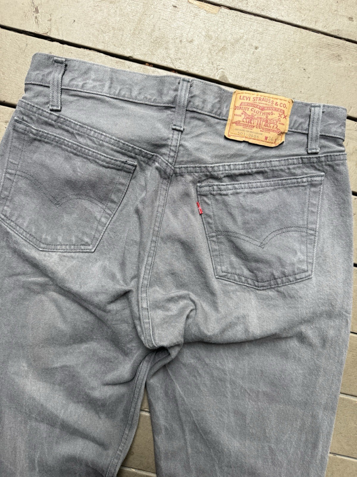 Vintage 80s Levi’s 501 Jeans Fit 32×36 Charcoal Grey Button Fly USA Made