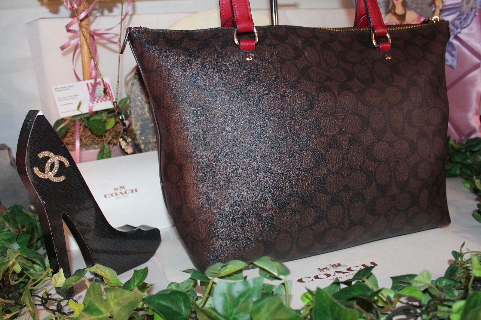 COUTURE COACH LARGE CC MONOGRAM TOTE BAG!