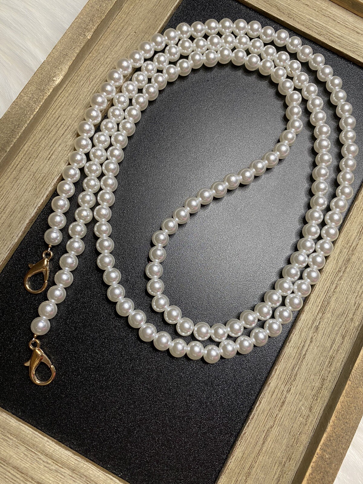 Replacement Bag Chain Strap Crossbody Handbag Purse DIY 47” Gold Faux Pearl