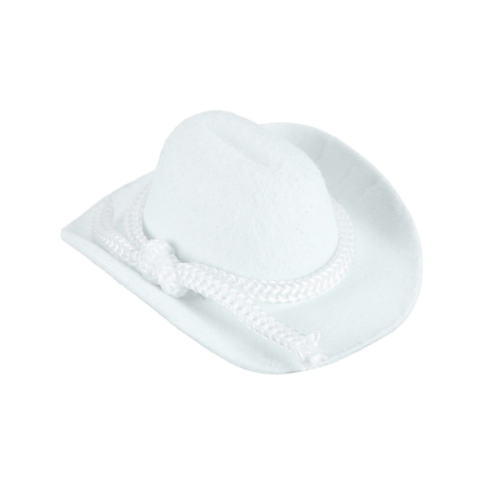 White Mini Cowboy Hats for Crafts Dolls Wedding, 6.5cm x 7.1cm x 3cm
