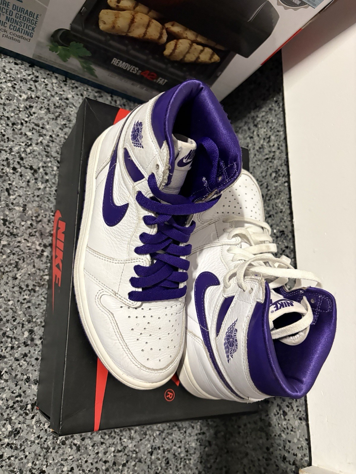 Jordan 1 Low white and purple trainers #sneakers #lifestyle